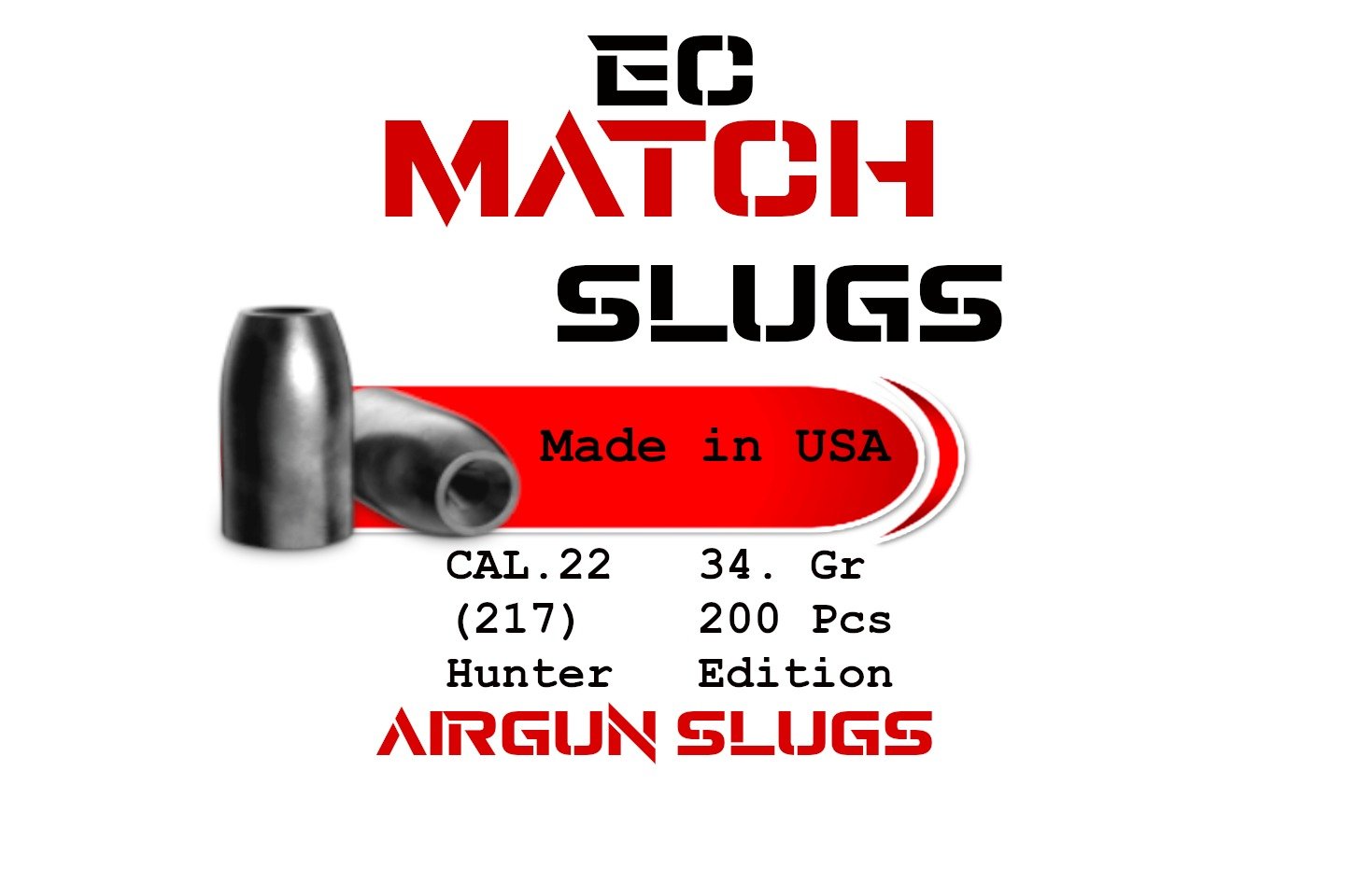 EC Match Slug .22 Cal 34gr (.217) Hunter Edition - 200 pcs