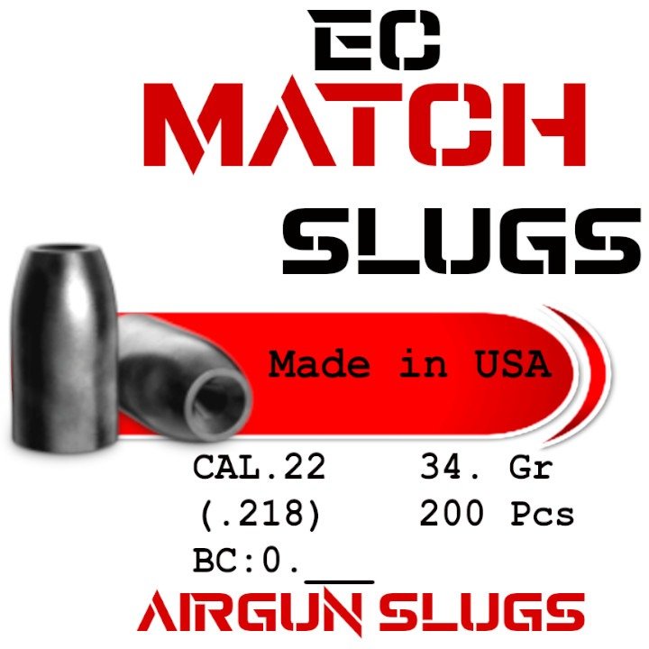 EC Match Slug .22 Cal 34gr (.218) - 200 pcs